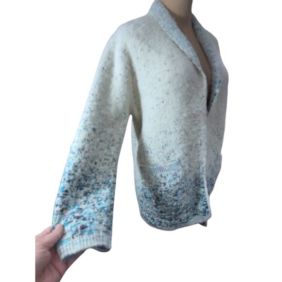 "RENEE C." Sweater Blazer Open Front Long SZ L USA Fuzzy Very Soft Quiet Luxury - Picture 2 of 8